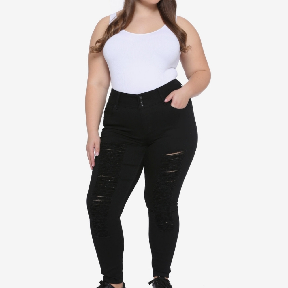 Hot topic distressed skinny black jeans